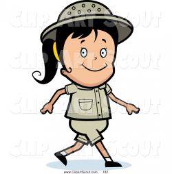 Clipart of a Cute Safari Girl Smiling and Walking by Cory ...