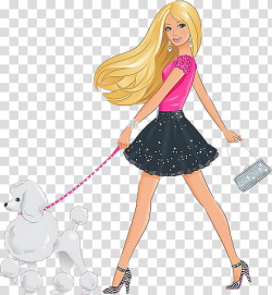 Barbie and Friends, woman walking poodle illustration ...