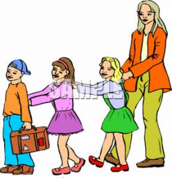 A Teacher Walking with Students In a Line - Royalty Free ...