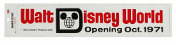 Walt Disney World Opening Bumper Sticker.