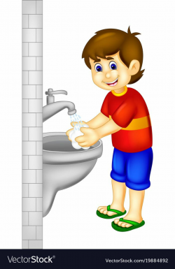 Handsoome boy cartoon stading with hand wash Vector Image ...