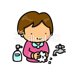 Girls wash hands: Cold prevention | Free Cliparts | illustAC