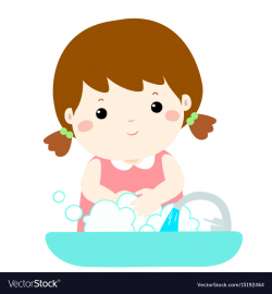 Cute girl washing hands