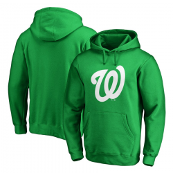 Men\'s Washington Nationals Majestic Kelly Green St. Patrick\'s Day White  Logo Pullover Hoodie
