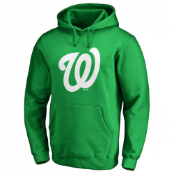 Men\'s Washington Nationals Majestic Kelly Green St. Patrick\'s Day White  Logo Pullover Hoodie