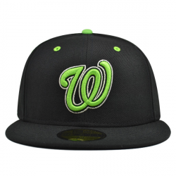 Washington Nationals CUSTOM Black/Lime FITTED 59Fifty New Era MLB Hat