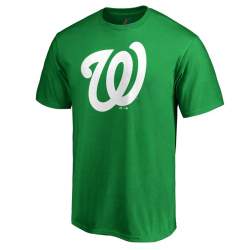 Men\'s Washington Nationals Majestic Kelly Green St. Patrick\'s Day White  Logo T-Shirt