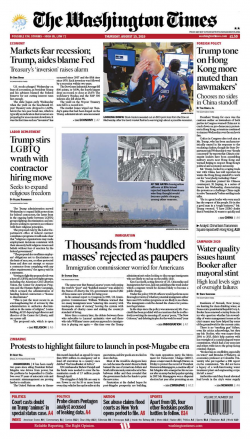 Today\'s Newspaper — Aug. 15, 2019 - Washington Times