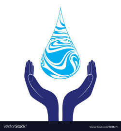 Save water sign icon Hand holds water drop symbol