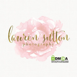 premade watercolor rose logo design gold by ...
