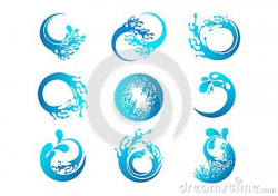 Splash logo, wave symbol and water concept design in a set ...