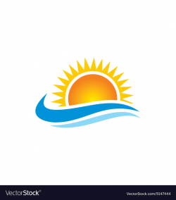 Sun shine beach ocean water logo