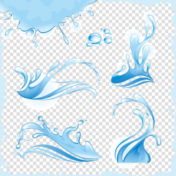 Blue and white water illustration, Water Wave Splash Drop ...