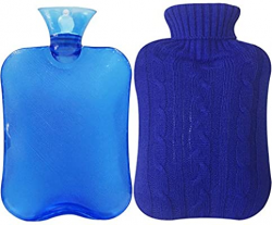 Attmu Classic Rubber Transparent Hot Water Bottle 2 Liter with Knit Cover -  Blue