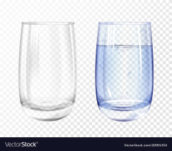 Realistic empty glass with water cup set