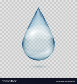 Falling transparent water drop isolated