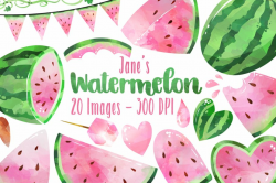Watercolor Pink Watermelons Clipart