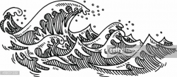 Hand-drawn vector drawing of some Ocean Waves. Black-and-White ...