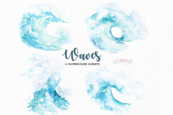 Wave clipart. Watercolor clipart