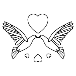 Free Wedding Doves Clipart 2 BW | Drawing | Wedding doves, Valentine ...