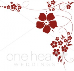 Red Flower Corner Flourishes Clipart | Wedding Flower Clipart