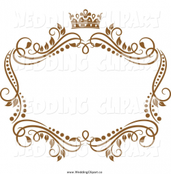 Vector Marriage Clipart of a Golden Vine Wedding Frame with a ...