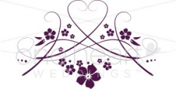 Purple Heart and Floral Clipart | Flower Clipart