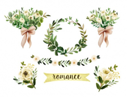 floral clipart, wedding clipart, watercolor wedding clipart, rustic ...