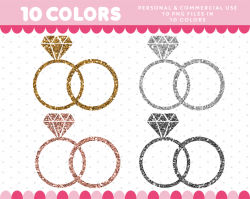 Wedding rings clipart in gold and silver glitter, Glitter clipart ...