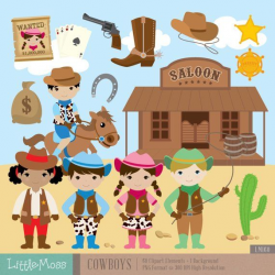 Cowboy Digital Clipart, Wild West Clipart, Cowgirl Clipart ...