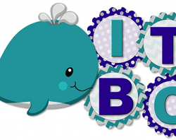 Whale Baby Shower Banner Party Decoration Supplies for Boy -\