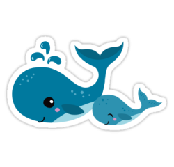 Cute mommy and baby whale sticker | Sticker in 2019 | Cute stickers ...