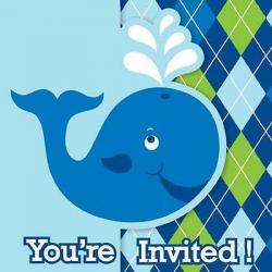 Ocean Preppy Boy Blue Whale Cute 1st Birthday Party Invitations w/Envelopes  73525974576 | eBay