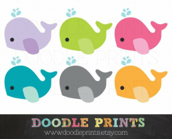 Whales Clipart - Digital Clip Art Printable - Whale Clipart - Multi ...