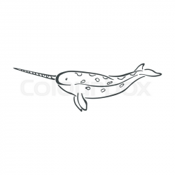 Narwhal whale character abstract ink ... | Stock vector ...