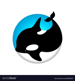 Logo cute whale orca blue