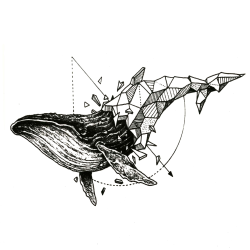 Geometric Whale Temporary Tattoo