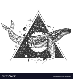 Creative geometric whale tattoo art style