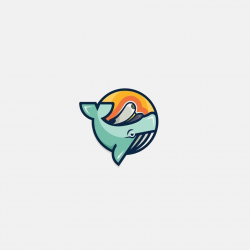 Captain Whale , Cute funny character, modern logo design ...