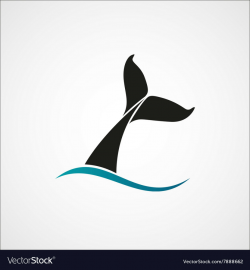 Whale tail wave logo sign emblem on white