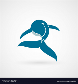 Blue whale logo sign emblem isolated on white