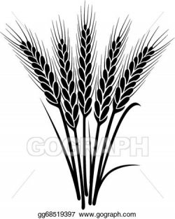 Vector Illustration - Vector black and white bunch of wheat ears ...