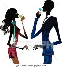 Vector Art - Couple drinking wine . Clipart Drawing ...