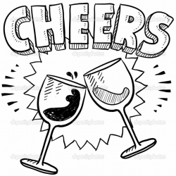 Cheers wine glass toast sketch — Stock Vector © lhfgraphics ...