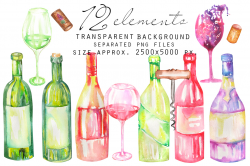 Wine. Watercolor clip art.