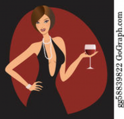 Woman Holding Wine Glass Clip Art - Royalty Free - GoGraph