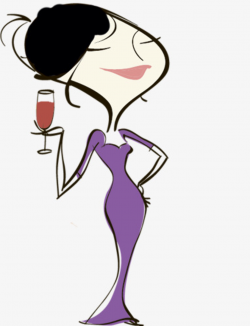 Cartoon Drawing Of A Lady Drinking Red Win #321351 ...
