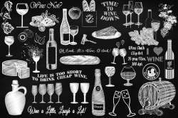 Wine and Cheese Chalkboard Clip Art