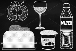 Chalk Savory Food Doodles Clip Art