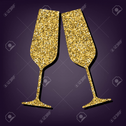 Gold Champagne Glass Clipart